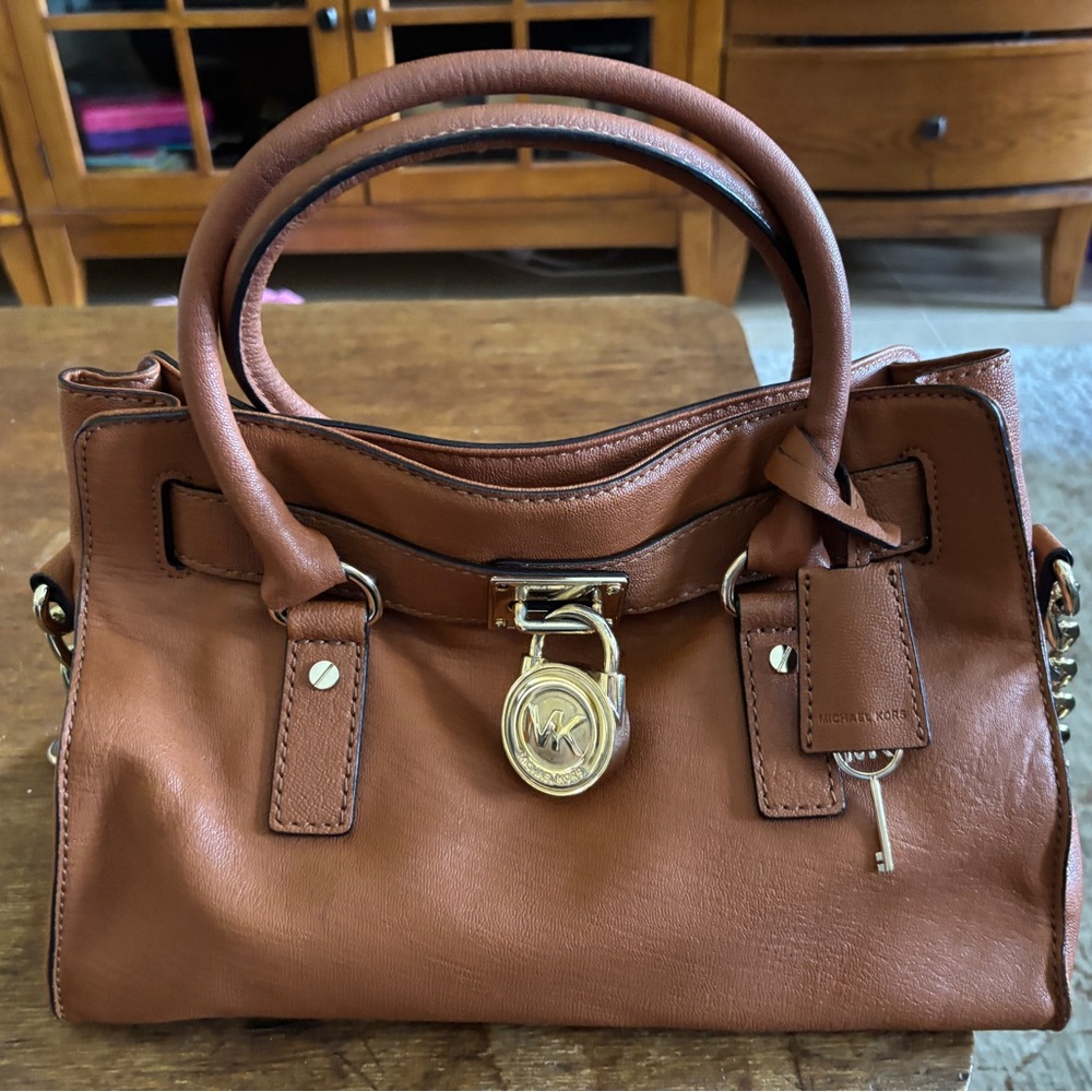 Michael Kors Tan Leather Satchel with Gold Hardware